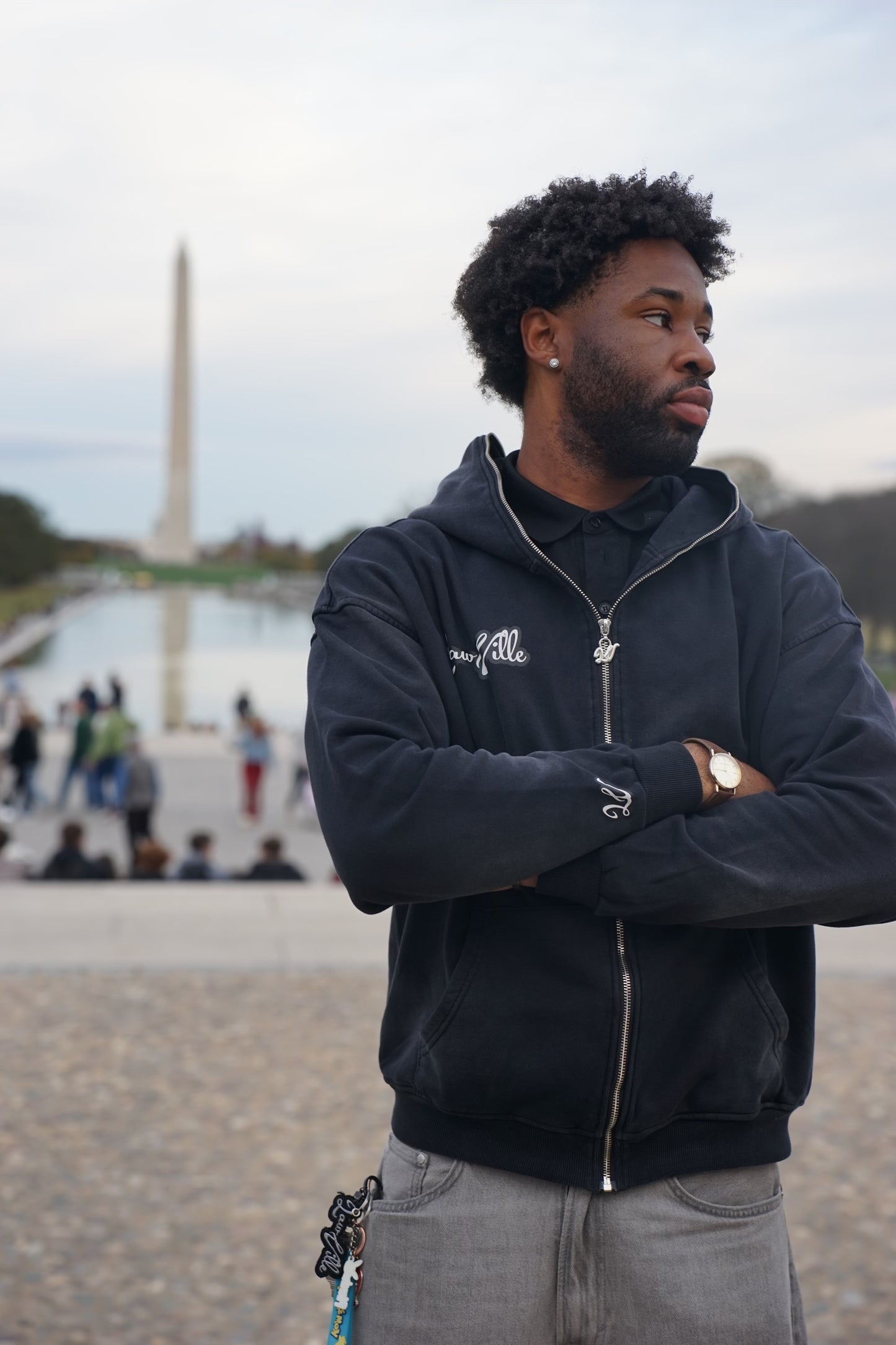 BLACK LAWVILLE ZIP UP HOODIE