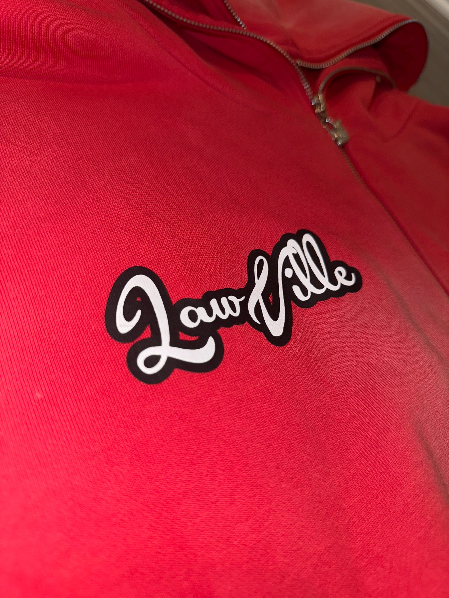 RED LAWVILLE ZIP UP HOODIE