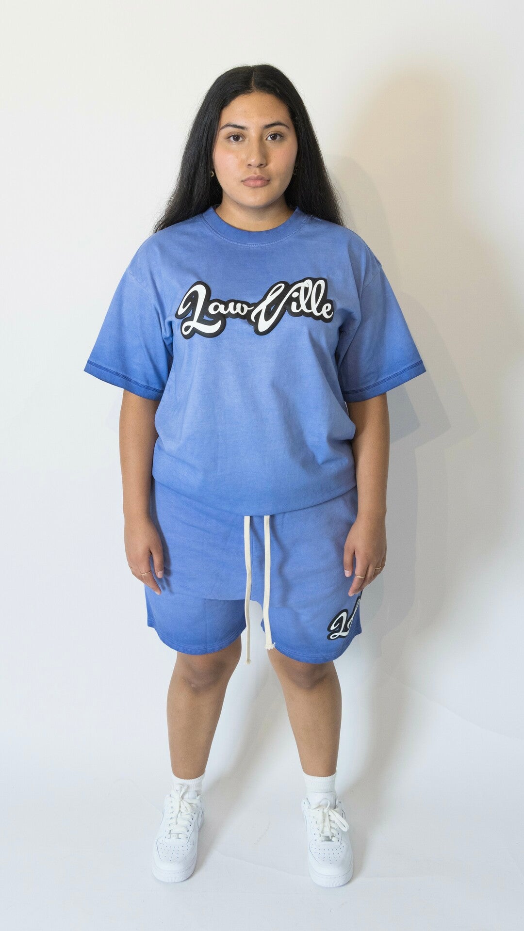 BLUE ACID WASH LAWVILLE SHORTS