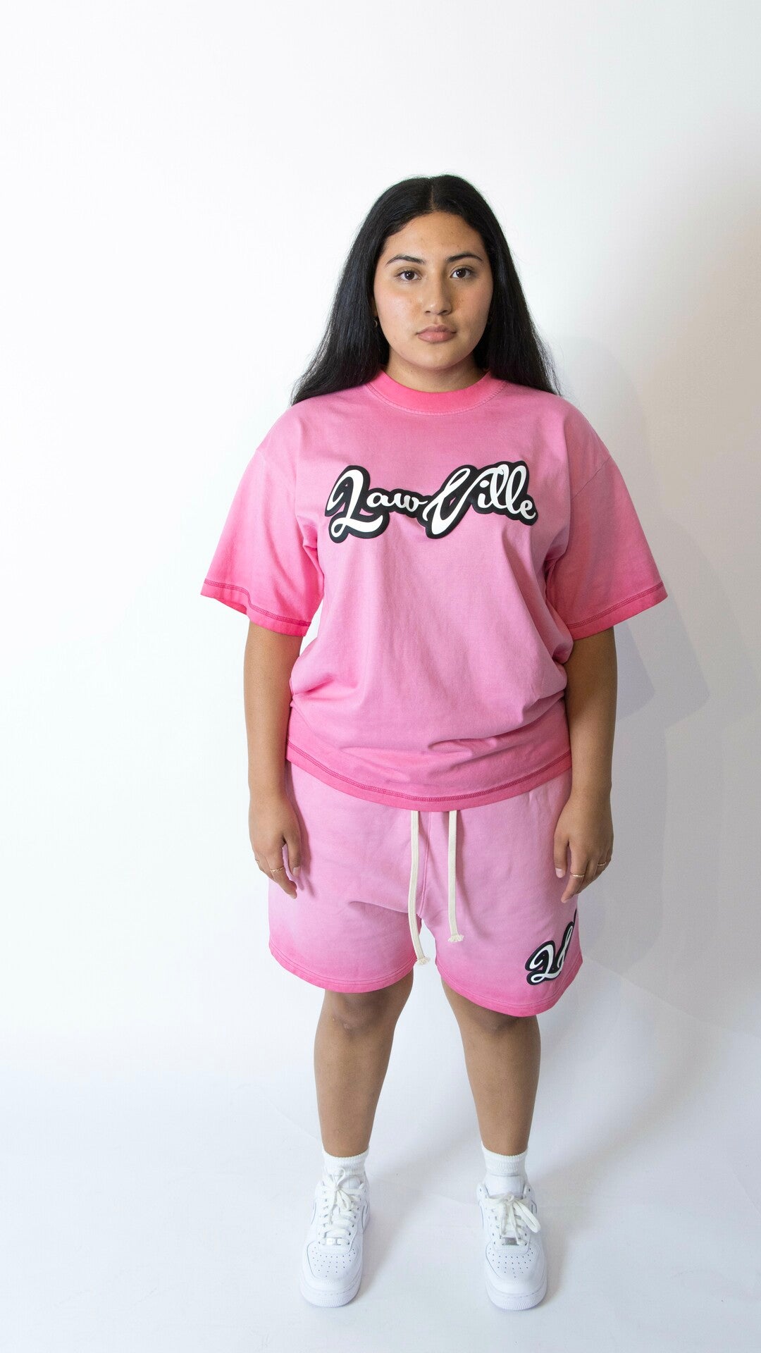 PINK ACID WASH LAWVILLE SHORTS