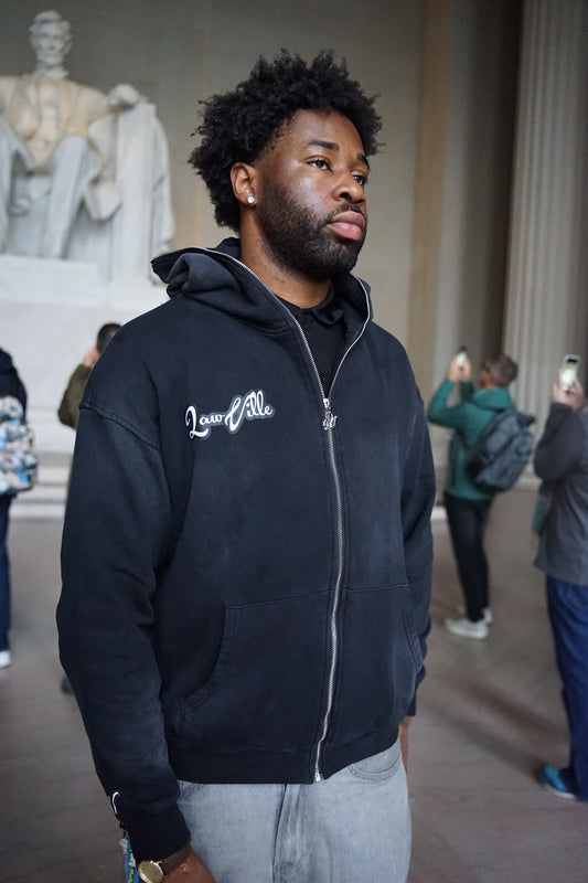 BLACK LAWVILLE ZIP UP HOODIE