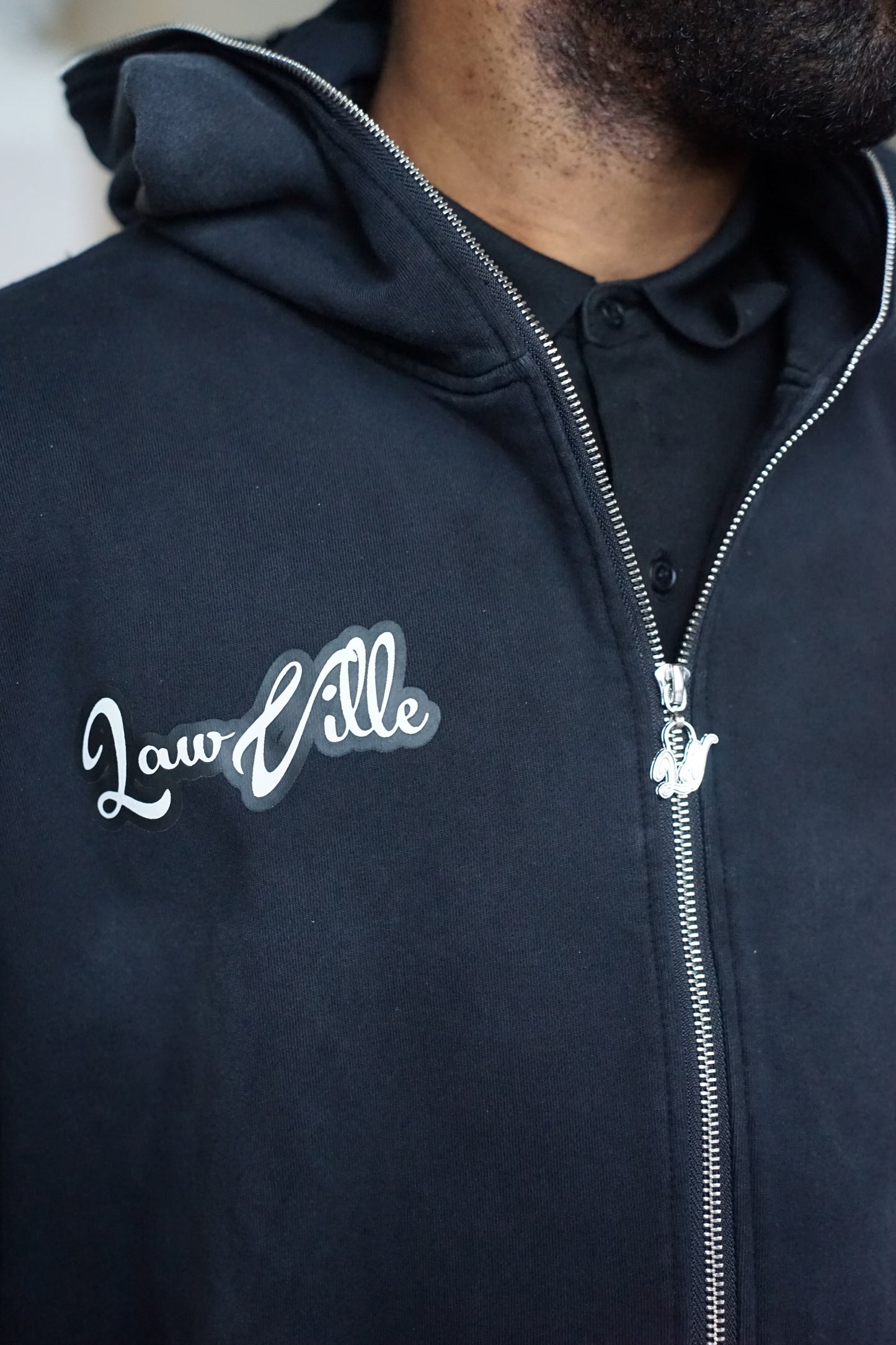 BLACK LAWVILLE ZIP UP HOODIE
