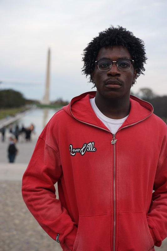 RED LAWVILLE ZIP UP HOODIE