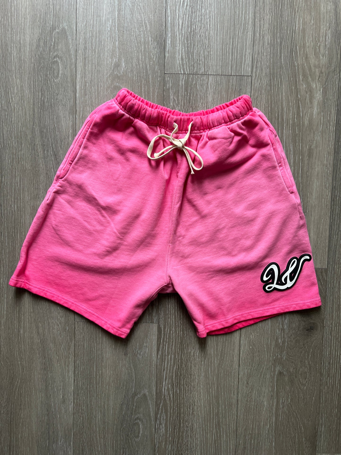 PINK ACID WASH LAWVILLE SHORTS