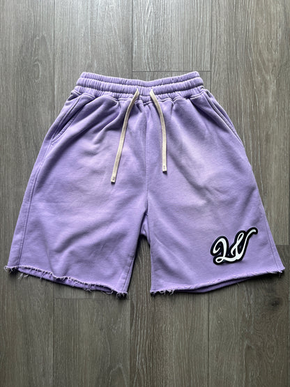 LIGHT PURPLE ACID WASH LAWVILLE SHORTS
