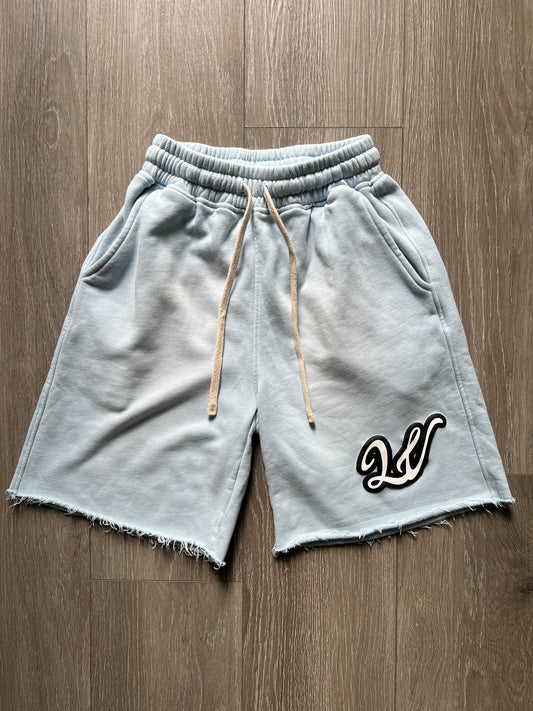 LIGHT BLUE ACID WASH LAWVILLE SHORTS