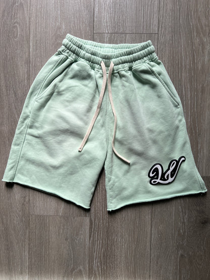 LIGHT GREEN ACID WASH LAWVILLE SHORTS