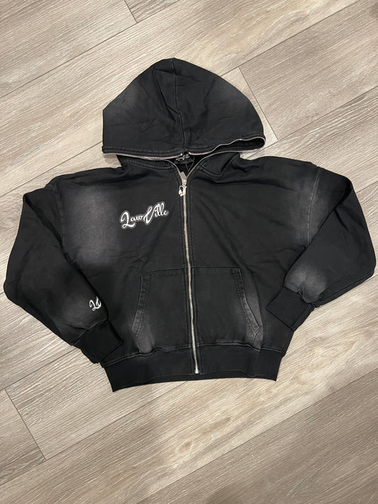 BLACK LAWVILLE ZIP UP HOODIE